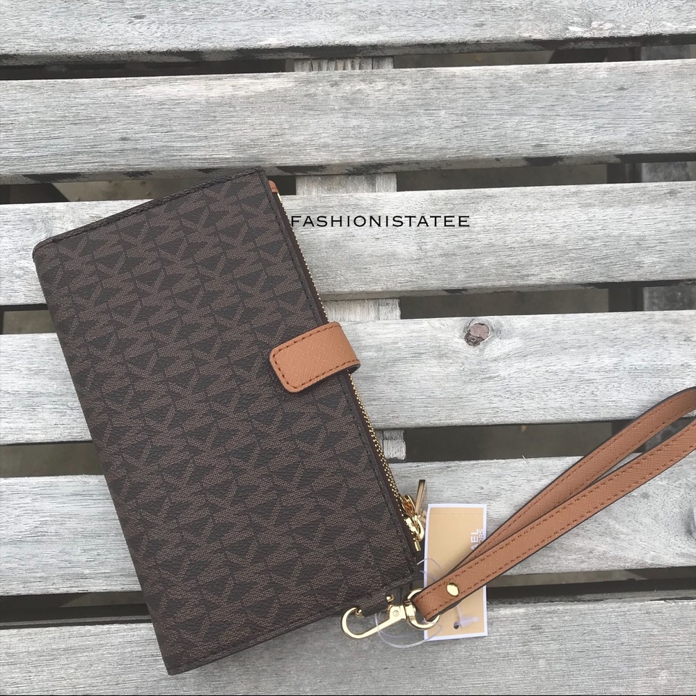Michael Kors double zip wallet NWT brown acorn - Picture 3 of 7